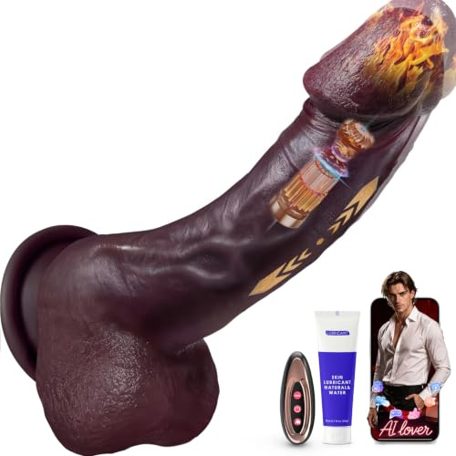 Govosaa Black Thrusting Dildo, Realistic Heated Thick, AI Sync BBC Dildos | Pressurized Faster 9 Thrust + Vibe Modes + Heating Vibabrator, Silicone Adult Sex Toys for Women Couple, Strong Suction Cup