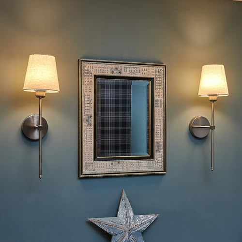 Auraglow Rechargeable Wireless LED Wall Light with Remote – Battery-Powered, Dimmable, Colour-Changing for Bedrooms & Living Rooms (Satin Nickel, Bundle: 2 Lamps, 2 Light Sources, 1 Remote)