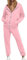 Generisch Survêtement 2 pièces pour femme - Fermeture éclair - Veste de survêtement + pantalon de jogging - Manches longues - Tenue de loisirs - Veste à capuche - Pantalon de sport, Rose, M