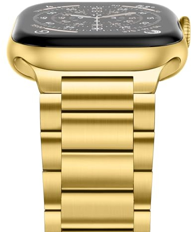 Anlinser Compatible avec Bracelet Apple Watch 42mm 41mm 40mm 38mm, Bracelets en Acier Inoxydable pour Entreprise pour iWatch SE Série 11 10 9 8 7 6-1 (Or)