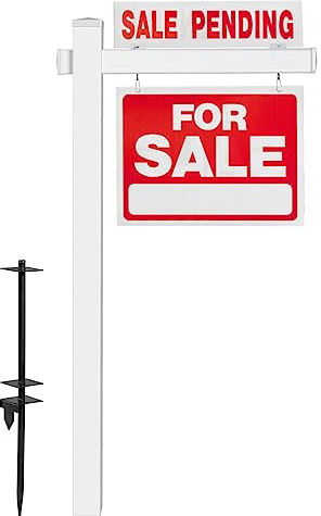 GIANTEX Schilder Pfosten 183 cm, Immobilien-Schilderpfosten aus UPVC mit Metallpfahl, Zeichen Pfosten mit Klammern, Schild Halterung Pfosten für Hausverkauf & Vermietung, Hof-Schildhalter Kommerziell