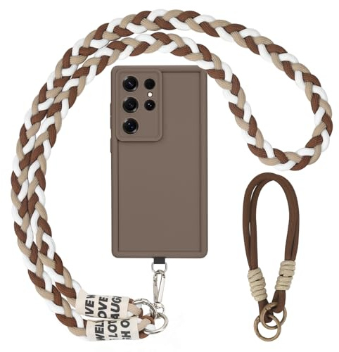 AICISINGN Handyhülle für Samsung Galaxy S24 Ultra Hülle mit Band und Armband, Handykette Schutzhülle mit Schnur Kordel zum Umhängen TPU Weiche Cover Case für Samsung S24 Ultra, 04