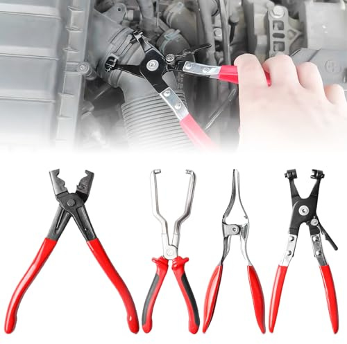 Set di 4 morsetti per auto: pinze di serraggio – kit di strumenti di serraggio con morsetto per la rimozione del tubo, morsetto per tubo di benzina, morsetto tipo Clic & Clic-r