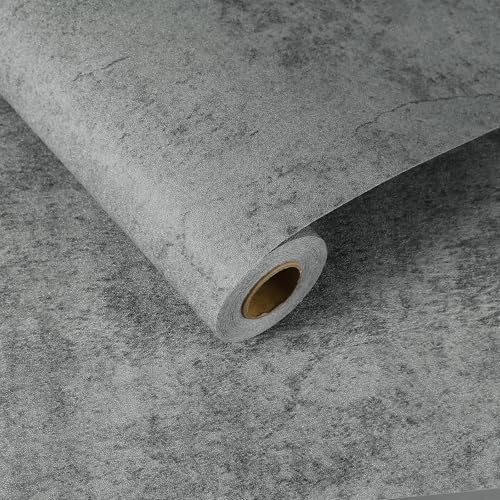 sourcing map 5m x 40cm Concrete Wallpaper, Industrial Concrete Cement Contact Paper Vinyl Stained Matte Self Adhesive Wallpaper for Kitchen Countertop Cabinet Bathroom, Cement Grey