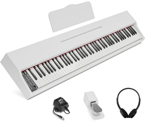 JOINATRE 88 Keys Digital Piano Keyboard with Full Size Semi-weighted Keys,Portable Electric Piano with Pedal,Headphone,MP3 Connection,Full-featured Keyboard for Beginner,Kids,Adults,White