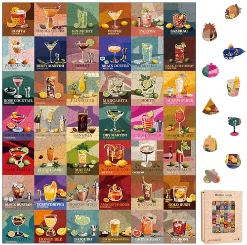 Holzpuzzle Erwachsene, Unique Cocktails Holz Puzzle Erwachsene, Unregelmäßige Einzigartige Wooden Puzzle Holz Erwachsene, Geschenk für Familie und Freunde (27,4 x 38,3 cm, 270 Teile)