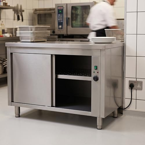 Italinox 1200mm Stainless Steel Heating Cabinet – Commercial Hot Cupboard & Plate Warmer | Heavy Duty Food Warming Unit with Sliding Doors & Adjustable Feet for Restaurants, Canteens & Care Homes