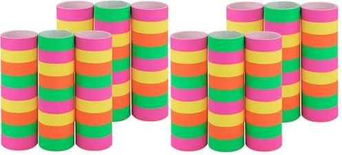 Idena 30553 - Neon Luftschlangen, 6 Rollen mit je 9 Abrissen, aus FSC-zertifiziertem Papier, als Party Deko oder zum Geburtstag (Neon, 12 Rollen)