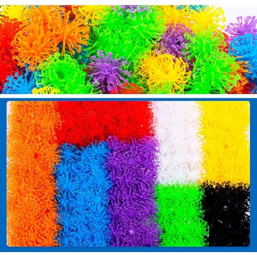 Goshyda Boules Collantes DIY Blocs de Construction en épine, Jouet Créatif, Boules Moelleuses Colorées pour Enfants de Plus de 3 Ans, Interaction Parent-Enfant, 400 Capsules + 36 Accessoires, Voyage