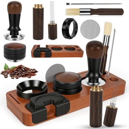 Y-Step 8 PCS Espresso Accessories Kit - 51mm Coffee Tamper Set with Distributor, Espresso Tamping Station, WDT Tool & Dosing Funnel, Puck Screen, Fit for 51mm Portafilter- Professional Barista Tools
