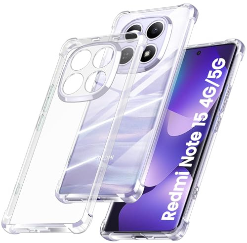 Yohii Anti-Vergilbungs Hülle für Xiaomi Redmi Note 15 4G/5G / Poco M8 5G mit Kameraschutz mit Stoßfest Schutzecken, Militärischer Sturzfestigkeit Handyhülle Dünn TPU Case, Durchsichtig