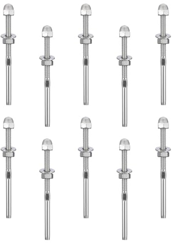 Zerodeko Kit Tendeurs Câble Inox 10 Pièces Connecteurs Droits pour Rampe d'Escalier et Main Courante Jardin Extérieur