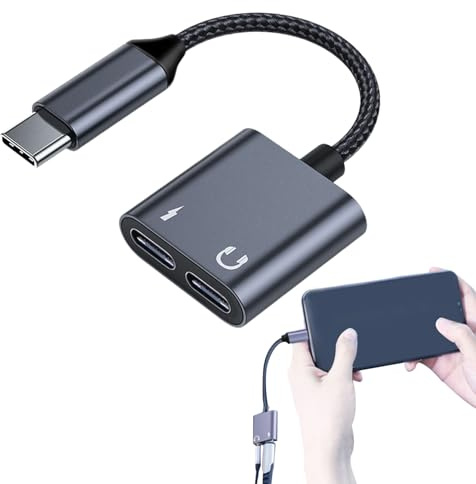 Generico Adattatore per cuffie di tipo C - Cavo adattatore jack per cuffie dongle audio,Adattatore per 2 in 1, cavo USB di tipo C a ricarica rapida, cavo audio per telefoni tablet