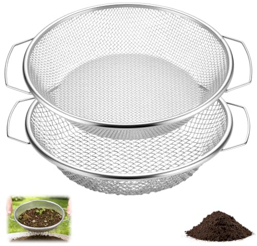Zourglow 2 Pezzi Setaccio da Giardino 30CM, Setaccio da Giardino | Dotato Ø 3, 6 mm, Metallo Setaccio con Maniglia per Terriccio, Pellet, Compost, Sementi, Sabbia