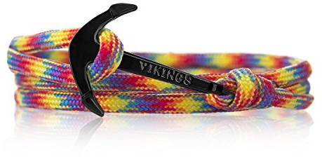 Anker Armband Nylon NEW Modeschmuck Maritim Unisex, Ankerfarbe: Schwarz (Rainbow)