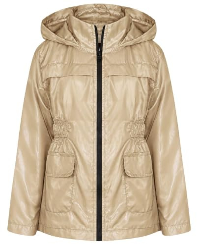 Girls Boys Raincoats Jackets Kids Lightweight Hooded Cagoule Rain Mac 5-13 Years
