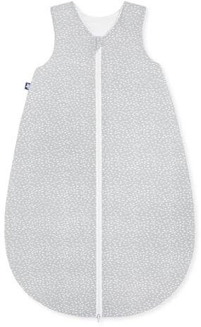 Julius Zöllner Schlafsack Jersey, warme Füllung 2,5 TOG, waschbar bei 60°C, Made in Germany, OEKO TEX Standard 100, Tiny Squares Grey, Gr. 80/86