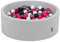 KiddyMoon 90X30cm/200 Bolas ∅ 7Cm Piscina De Bolas para Ninos Hecha En La UE, Gris Clr:Blanco/Negro/Plata/Rosa OSC