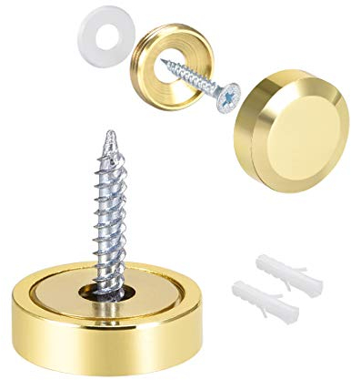 sourcing map 8 Stk Spiegel Schrauben Dekorative Kappen Abdeckung Nägel Gold Poliert 20mm