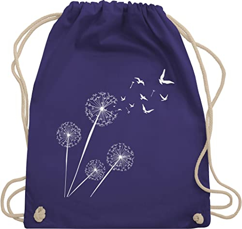 Turnbeutel Rucksack - Sprüche Statement - Pusteblume Löwenzahn - Unisize - Lila - beutel mama mit aufschrift vögel stoffbeutel sportbeutel aus stoff bedruckt statements blume beuteltasche