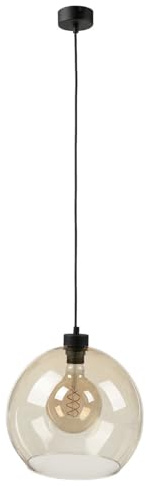 Licht-Erlebnisse Pendelleuchte Rauchglas Bernstein D:30cm E27 für Wohnzimmer Küche Flur Schlafzimmer Hängeleuchte Hängelampe Decke Innen