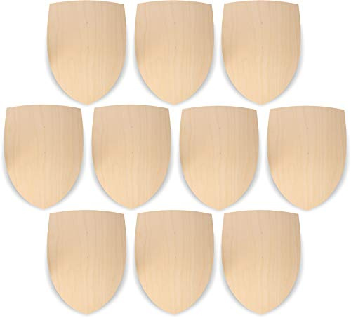 10x Ritterschild (ohne Griff oder Schlaufe) aus 3mm Birkensperrholz, natur