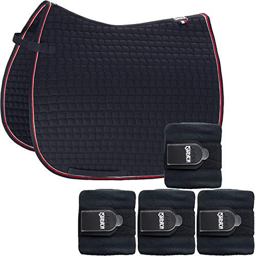 Eskadron Set Basic Cotton Schabracke mit Fleecebandagen in Navy, Größe:Springen (SR)