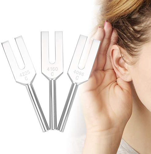 Brrnoo Stimmgabel-Kit, 3-teiliges Stimmgabel-Werkzeugset aus Stimmlegierung aus Aluminiumlegierung zur Messung der Empfindlichkeit gegenüber Hörvibrationen C4096/C4160/C4225