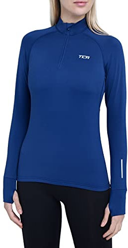 TCA Women's Winter Run Half-Zip Long Sleeve Running Reflective Training Workout Outdoor Athletic Top - Blueprint, M