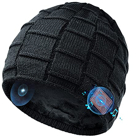 COTOP Bluetooth Mütze Herren, Warme Strickmütze mit Kopfhörer, Geschenk für Männer Weihnachten, Wiederaufladbar Winter Fleece Beanie, Papa, Jungs, Teenager