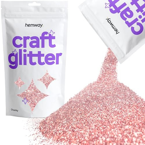 Hemway Craft Glitter - Light Rose Gold | Chunky Metallic Sequin Flakes for Resin & Epoxy Crafts | Supplies for Tumblers, Cards, Jewellery, Candle, Hair, Face, Body & Nail Art | 100 g