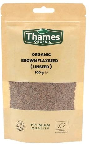 Organic Brown Flaxseed High Fiber, Omega-3s, Non-GMO, 100% Natural, Vegan, No Additives or Preservatives, Superfood – Thames Organic 100g