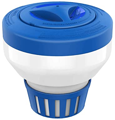 Housolution Dispensatore Cloro da 8 Pollici, Galleggiante Cloro, Galleggiante per Cloro compresse di Bromo Piscina Antialghe, Vasche, Spa - Blu + Bianco