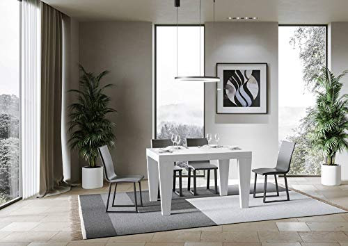 Ausziehtisch Spimbo weiß Esche 90 x 130 lang 390 Gestell anthrazit