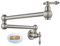 Cinwiny Pot Filler Brushed Nickel Wall Mounted Classical Folding Stretchable Kitchen Restaurant Sink Faucet with Double Joint Swing Arm Single Hole Two Handles Commercial NPT Stainless Steel