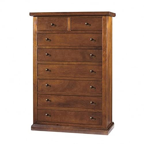 Mar.c.a. Design, Commode Chambre en Bois Massif, Commode 6 Tiroirs Grands + 2 Petits - Meuble de Rangement Chambre, Noyer Foncé - Meuble Chambre 87x45x127H cm - Meuble Rangement Chambre Made in Italy