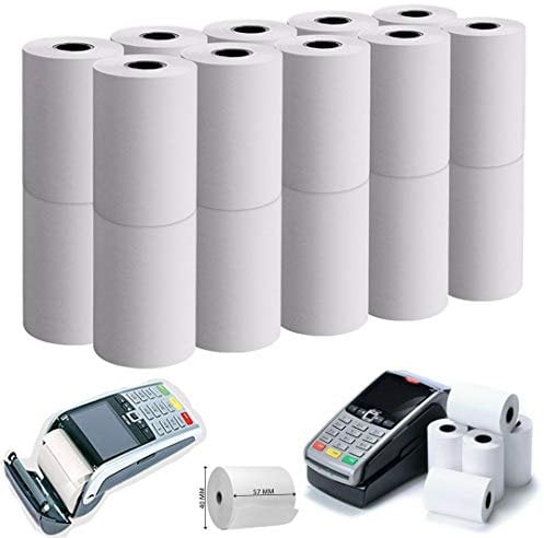 MSF New 57MM X 40MM X 12.7MM BPA Free Thermal Rolls BPA BPS Free Credit Card Machine Rolls PDQ Rolls Thermal Till Rolls (20, 57MM X 40MM X 12.7MM)