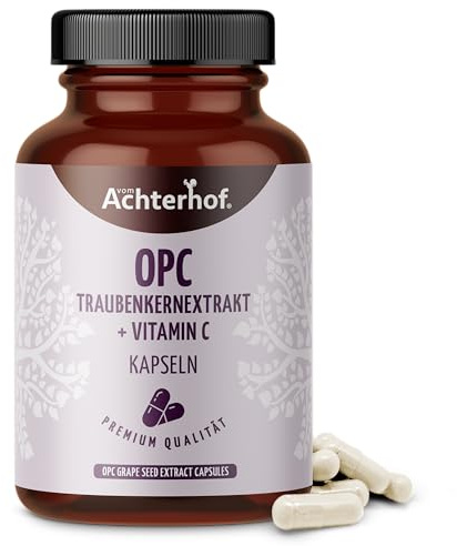 OPC Traubenkernextrakt 200 Kapseln | 584mg Traubenkernextrakt pro Kapsel davon 350mg OPC | Hochdosiert und kaltgepresst | frei von künstlichen Zusätzen | vom Achterhof