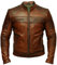 Chaqueta de piel envejecida marrón encerada para motociclista, estilo retro, vintage, para motociclista, marrón, XL