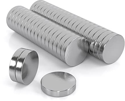 JAWA Mini Magnete 10x2mm - Silberne Kühlschrankmagnete Mit Starkem Halt - Hochqualitative Neodym - Extra Stark für Magnettafel, Haushalt, Werkstatt & Büro (40 Stück)