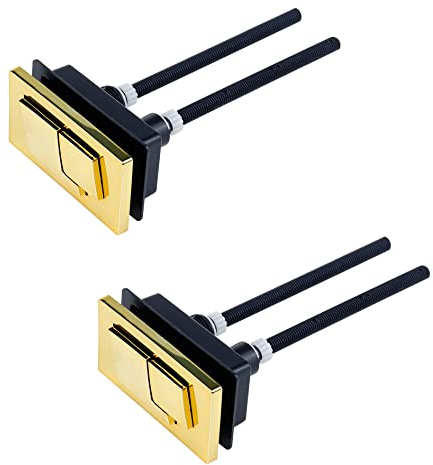 WDONAY 2 botones rectangulares para tanque de inodoro de doble presión, color dorado