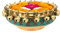 Two Moustaches Gemstone Work Brass Urli Ethnic Traditional Bowl with Bells, 6 Inches Urli, for Flowers, House Warming Gift, Decorative Material - Brass, Pack of 1 (TMP/2428S)