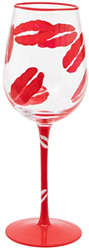 Maturi Pintado a mano con pintalabios Kiss Wine Glass, 400 ml, color rojo, en caja de regalo