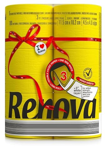 buntes, farbiges Toilettenpapier 24 Rollen - 3-lagig - Renova - weich - originell - Klopapier - blau grün rot beige orange pink rosa gelb Toilettenpapier (gelb)
