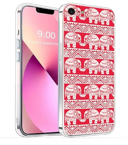 CXTcase Case for iPhone 7/8/SE 2020/SE 2022, Ultra Slim Full Protection Transparent Anti-Drop Elephant Protective Case, Red