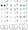 YADOCA 21 Paar Chirurgenstahl Ohrstecker für Damen Mädchen 20G Hypoallergen Kreuz Stern Mond Blume Herz Perle Schmetterling Kleine Flatback Ohrringe Creolen Tragus Knorpel Ohrringe Piercing Schmuck
