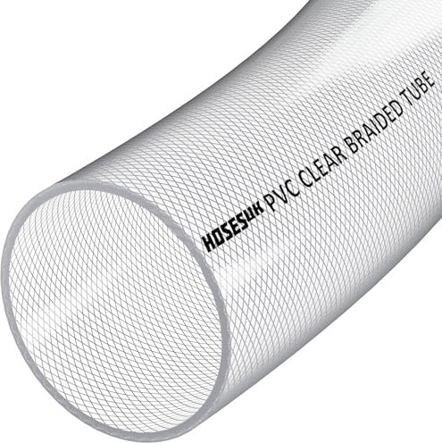 51mm (2) ID PVC Clear Reinforced Braided Air, Water, Oil, Gas, Food Flexible Plastic Hose Tube 1 Metre