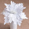 Sarah Duke 6 Stück 25 cm Glitzer Weihnachtsstern Blumen Künstliche Weihnachten Blumensäule Dekor Kunstblumen Ornament für Weihnachtsbaum (Weiß)