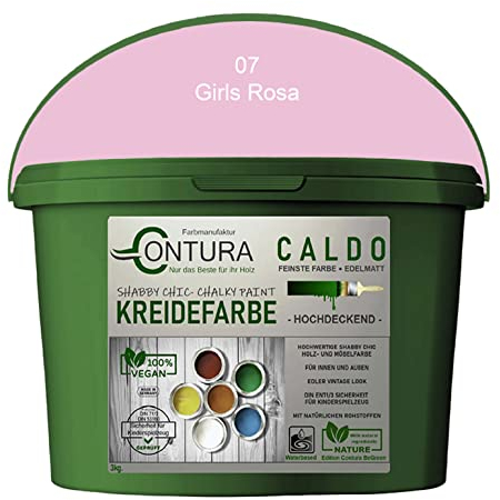 Contura BeGreen 3Kg. Kreidefarbe Shabby XL-Paintbox Chic Möbellack Lack Möbel Farbe Holzlack Natur (07 Girls Rosa)