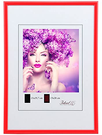 IDEAL TREND New Lifestyle Kunststoff Bilderrahmen Kunststoffrahmen Bildhalter Bildträger: Farbe: Rot | Format: 21x29,7 (DIN A4)